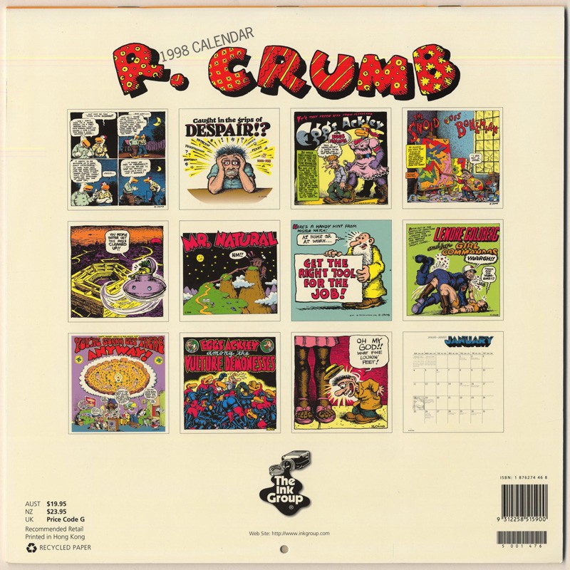 Illustration "R. Crumb calendar 1998" by Robert Crumb Griffioen Grafiek
