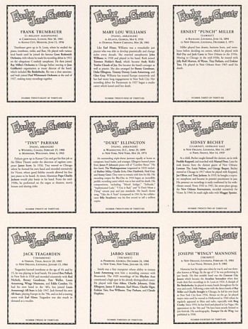 Sheet: Early jazz greats