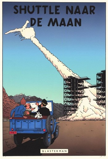 Kuifje-persiflage: Shuttle naar de maan 