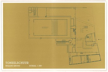 Mapje met plattegronden en prentje Toneelschuur